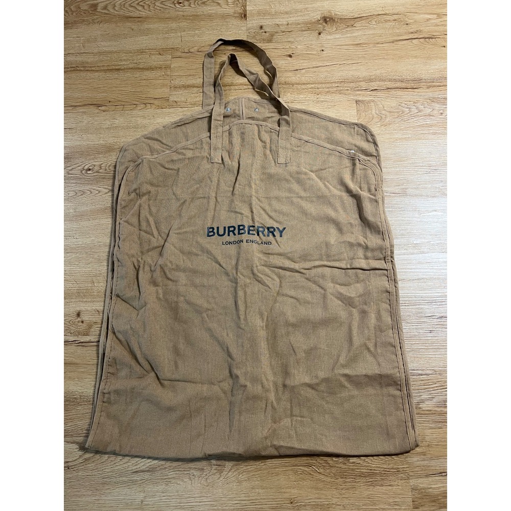 Burberry London England Tan Canvas Garment Travel Bag Suit Cover Logo